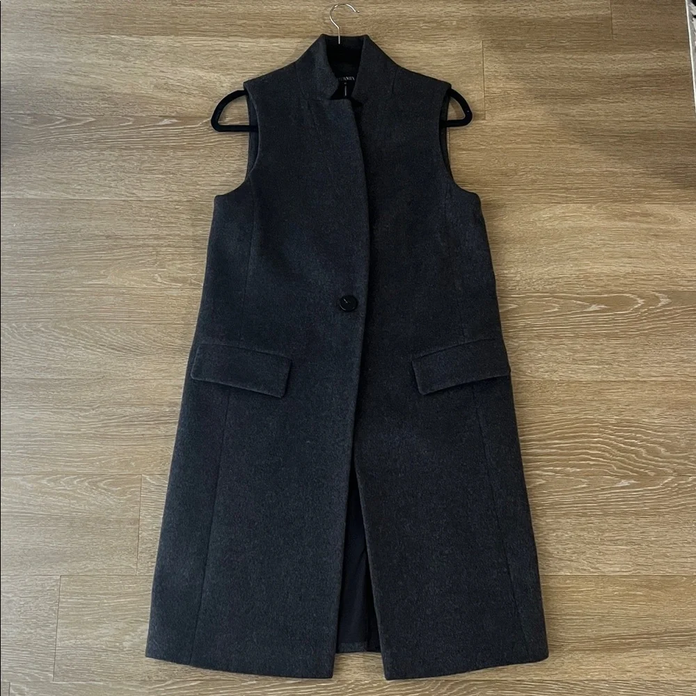Intermix Wool Cashmere Top Coat Blazer Vest Duster Gray size Medium